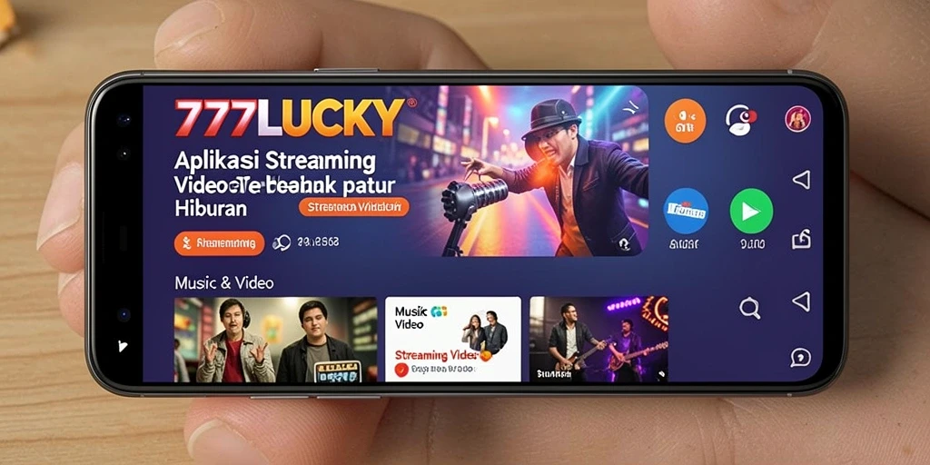Antarmuka aplikasi 777LUCKY saat streaming video.