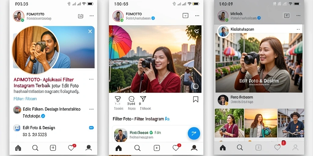 Antarmuka FOMOTOTO yang memudahkan pengeditan foto dengan filter Instagram.
