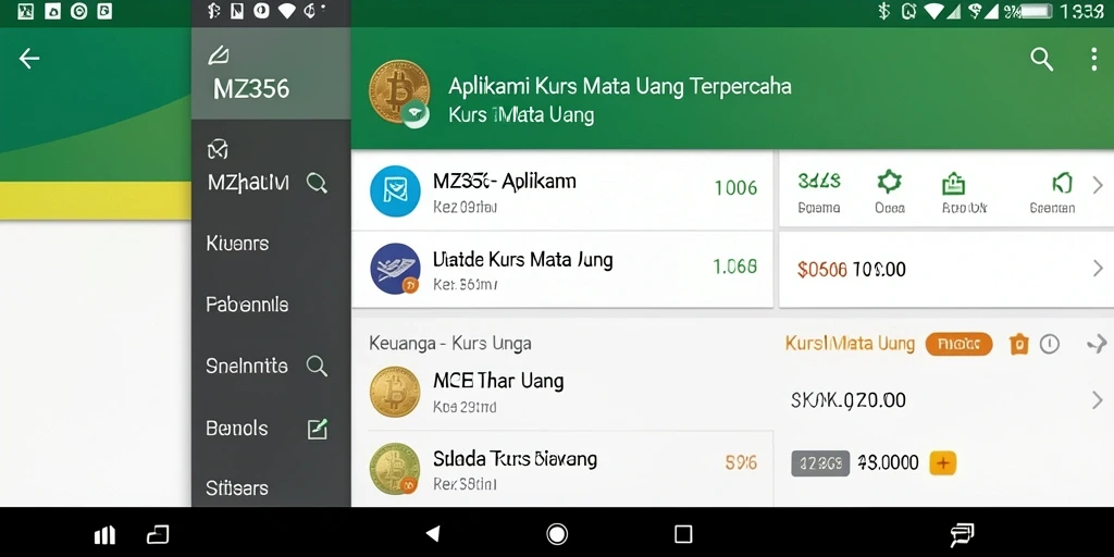 Antarmuka utama MZ356 menampilkan fitur konversi Kurs Mata Uang.