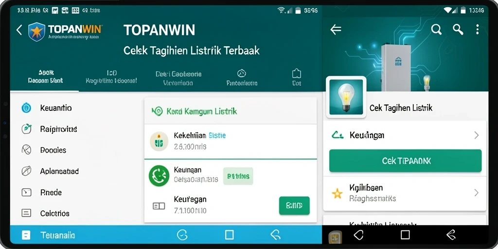 Antarmuka aplikasi TOPANWIN untuk cek tagihan listrik dengan fitur mudah.