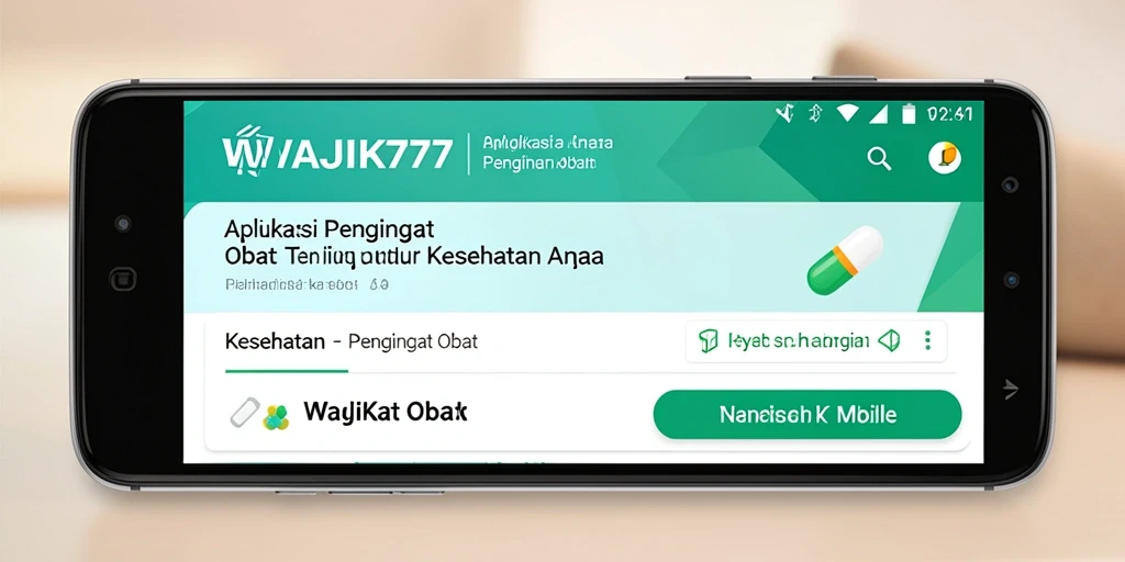 Tampilan antarmuka aplikasi WAJIK777 yang mudah digunakan untuk pengingat obat.
