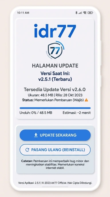 Riwayat Versi Aplikasi idr77 untuk Android